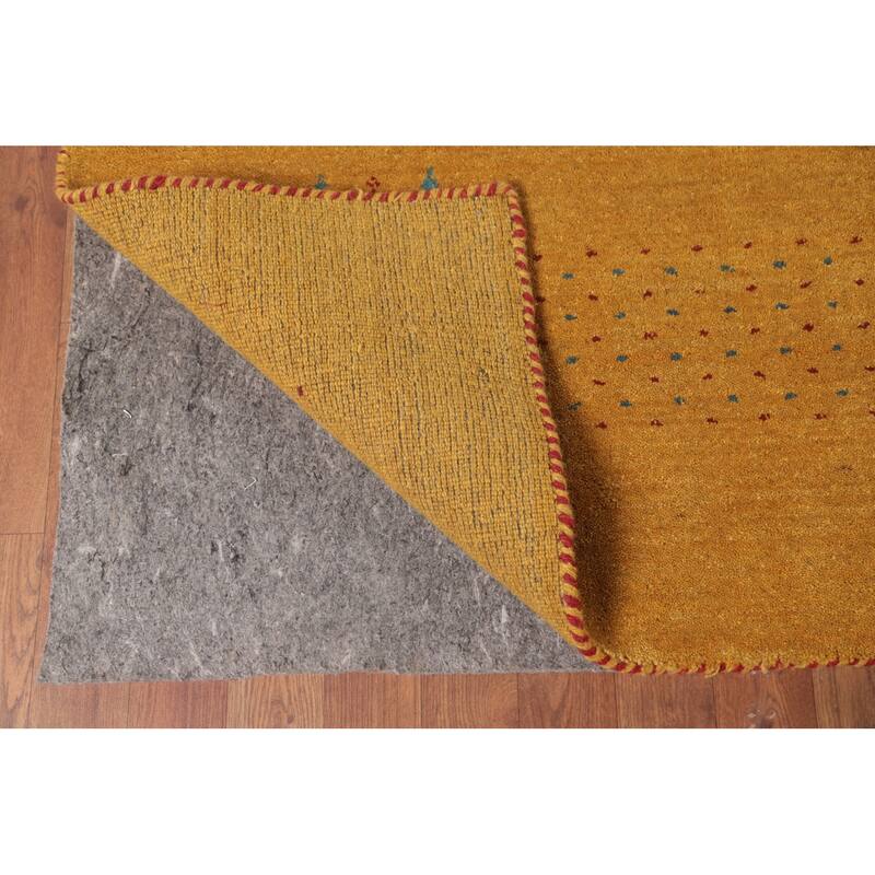 Gold Yellow Gabbeh Indian Area Rug Handmade Wool Carpet - 8'0"x 9'7"