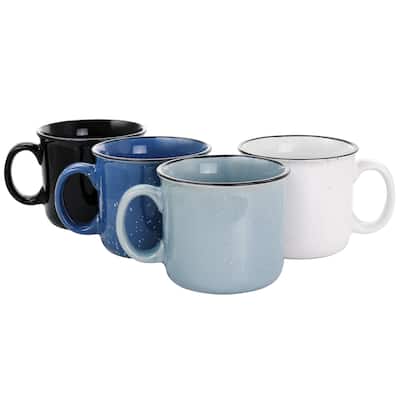Stoneware 18 Ounce 4 Piece Mug Set in Assorted Colors
