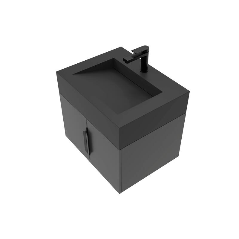 Nile 24-Inch Wall Mounted Bathroom Vanity Set w/ Black Top