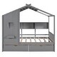 preview thumbnail 3 of 26, Wooden Full Size House Bed with 2 Drawers,Kids Bed with Storage Shelf, Gray