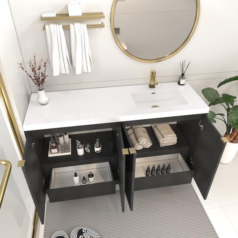 Milano 60" Freestanding Bathroom Vanity with Right White Sink