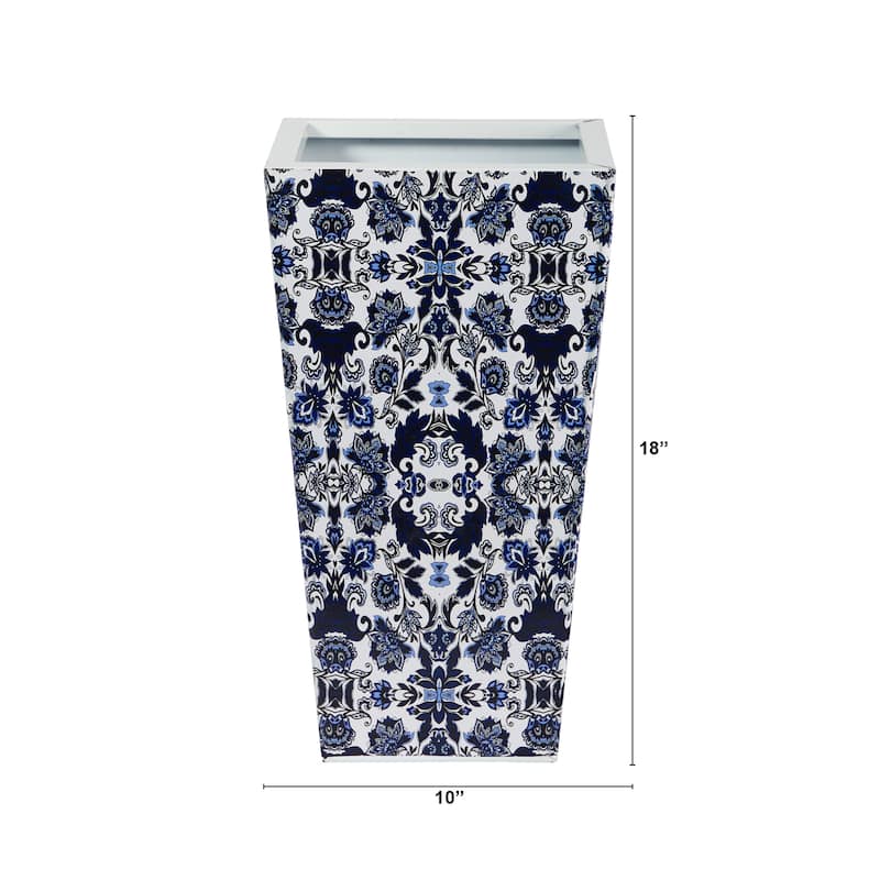 18" Oriental Blue and White Classic Metal Planter - 18 - 18