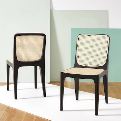 SAFAVIEH Couture Sylvane Rattan Dining Chair (Set of 2) - 20 In W x 23 In D x 35 In H - 20Wx23Dx35H