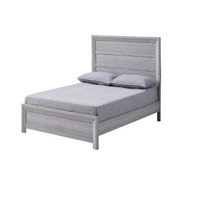 Twin Size Wood Rustic Platform Bed with Panel Headboard and Contemporary Design