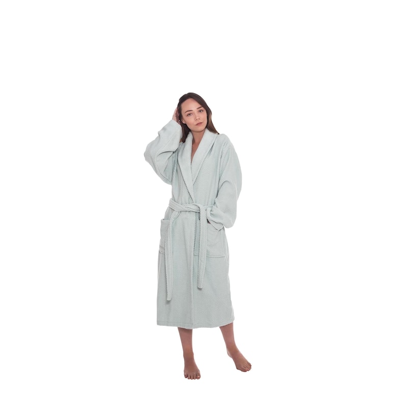 Ozan Premium Home Chevron Luxury Collection 100% Turkish Cotton Unisex Bathrobe