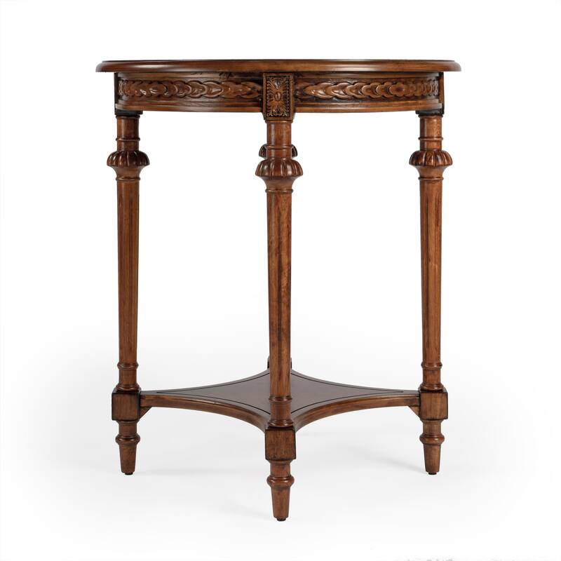 Hellinger 24 in. W Round Wood Tall End Table with Open Shelf