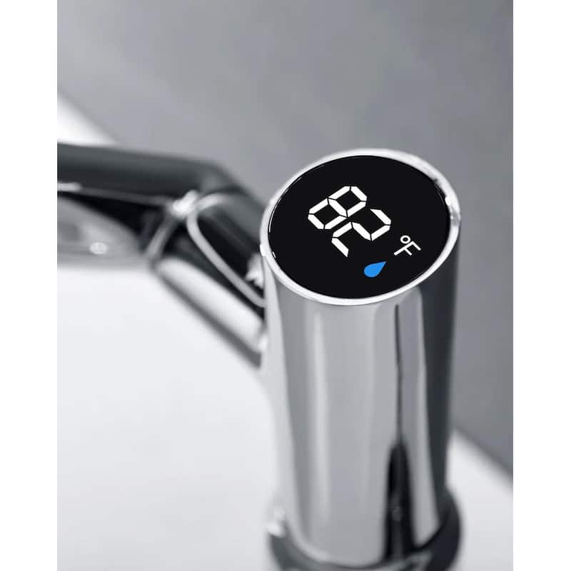 Lefton Rotatable Bathroom Faucet with Temperature Display in Fahrenheit (Batteries-Free), BF2204