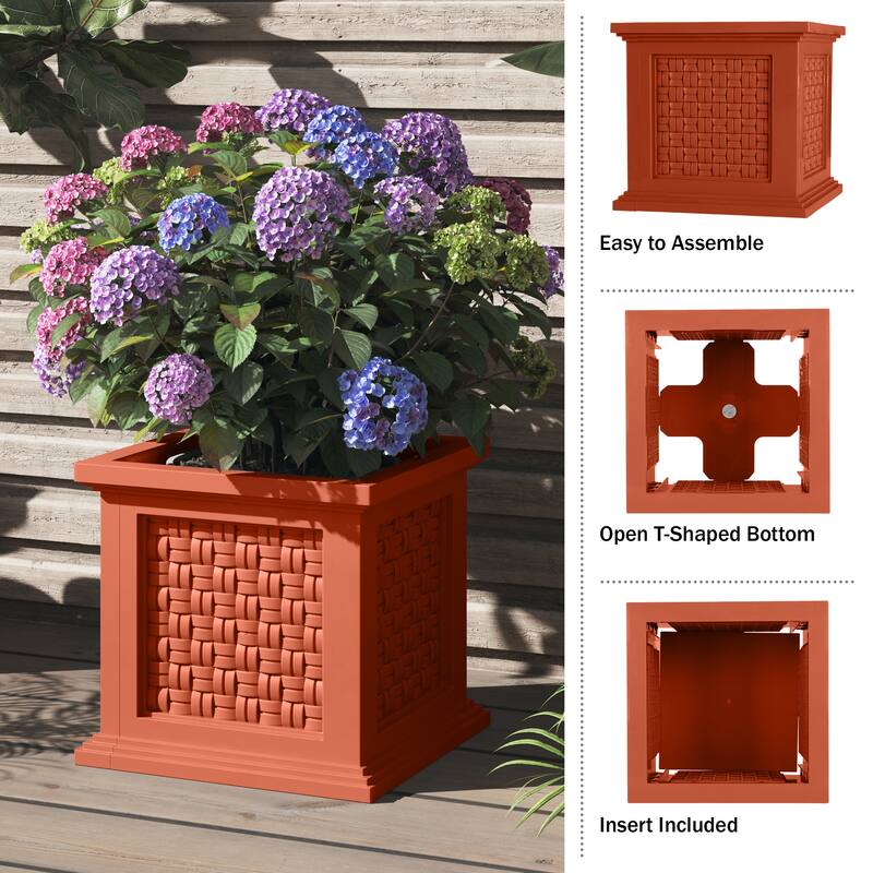 Pure Garden 14.65-in Faux Rattan Style Outdoor Planter Box