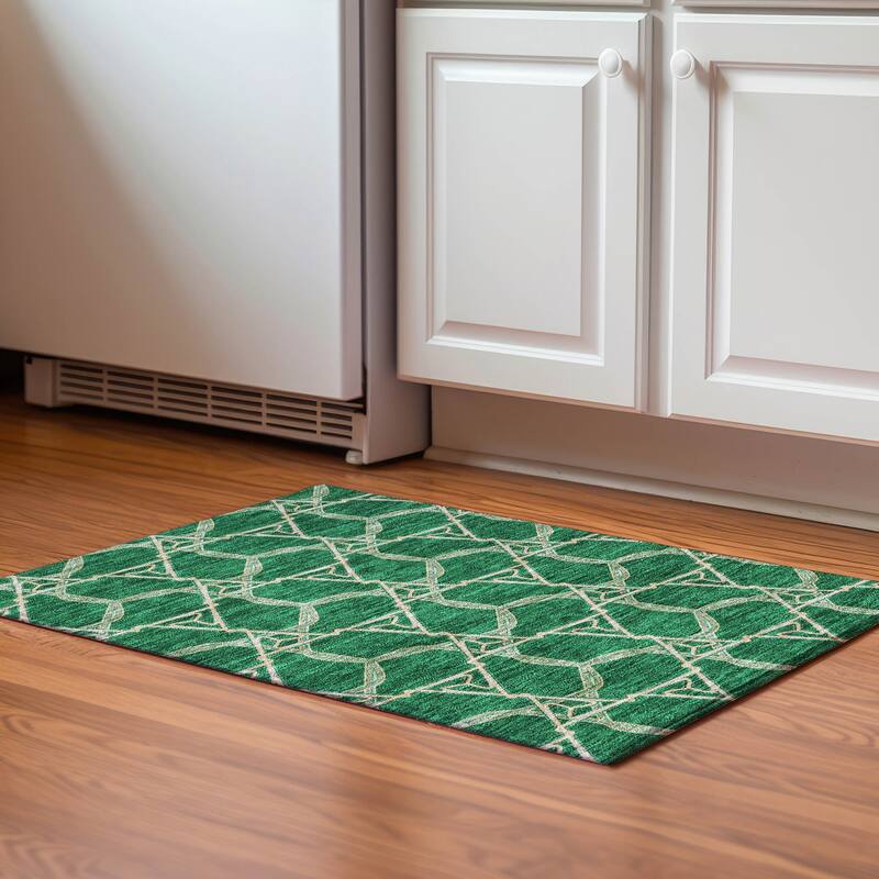 Premium Washable Super Soft Modern Tangle Mayfield Rug - Emerald - 1'8" x 2'6"