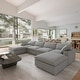 preview thumbnail 2 of 18, Modern Linen Sectional Sofa Commix Down Filled Overstuffed Upholstered Couches for Living Room