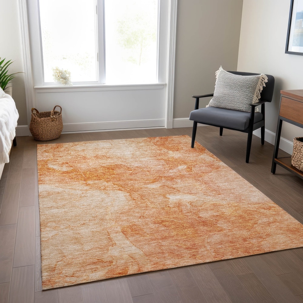 Machine Washable Indoor/ Outdoor Chantille Abstract Watercolor Rug