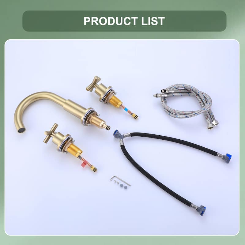 8.2"H Solid Brass Widespread 2-handle Bathroom Sink Faucet