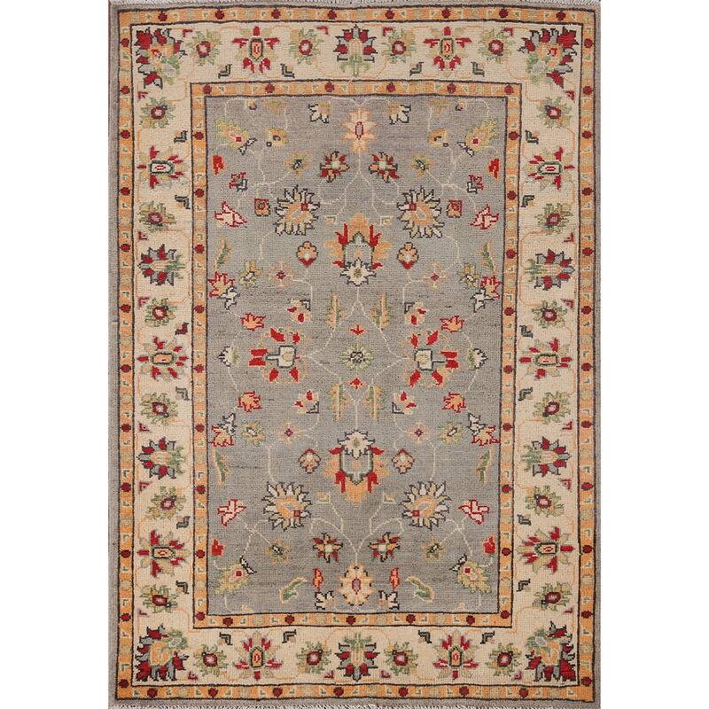 Floral Oushak Oriental Accent Rug Hand-Knotted Wool Carpet - 3'6" x 4'9"