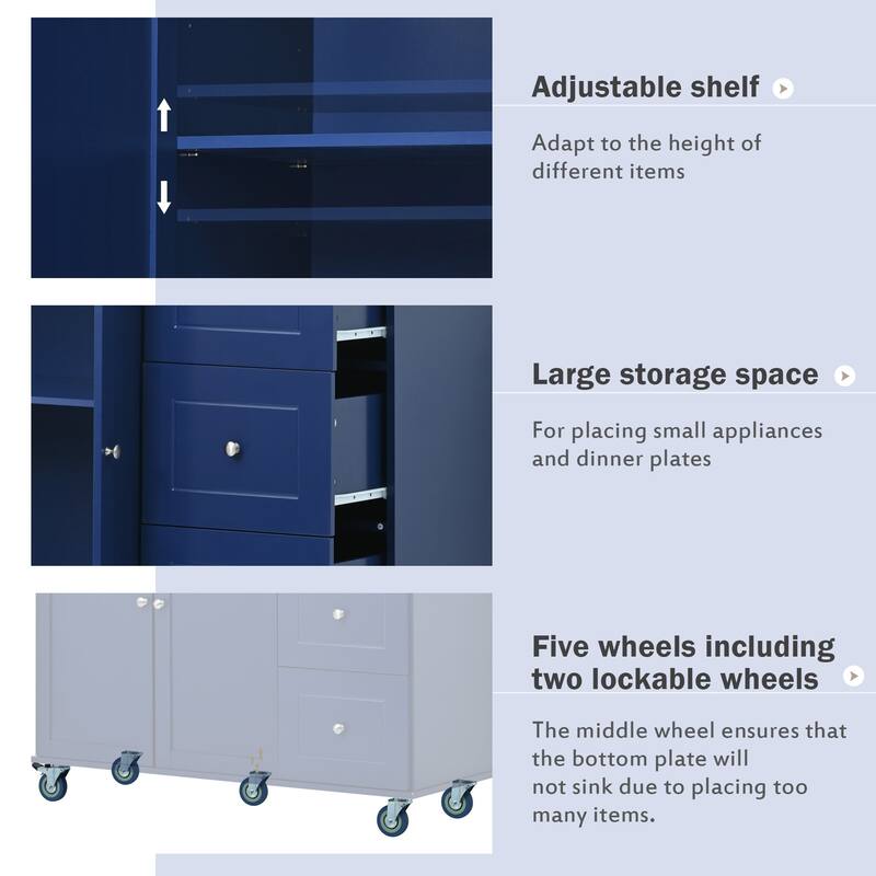 Multifunctional Kitchen Cart with Spice Rack and Adjustable Shelves