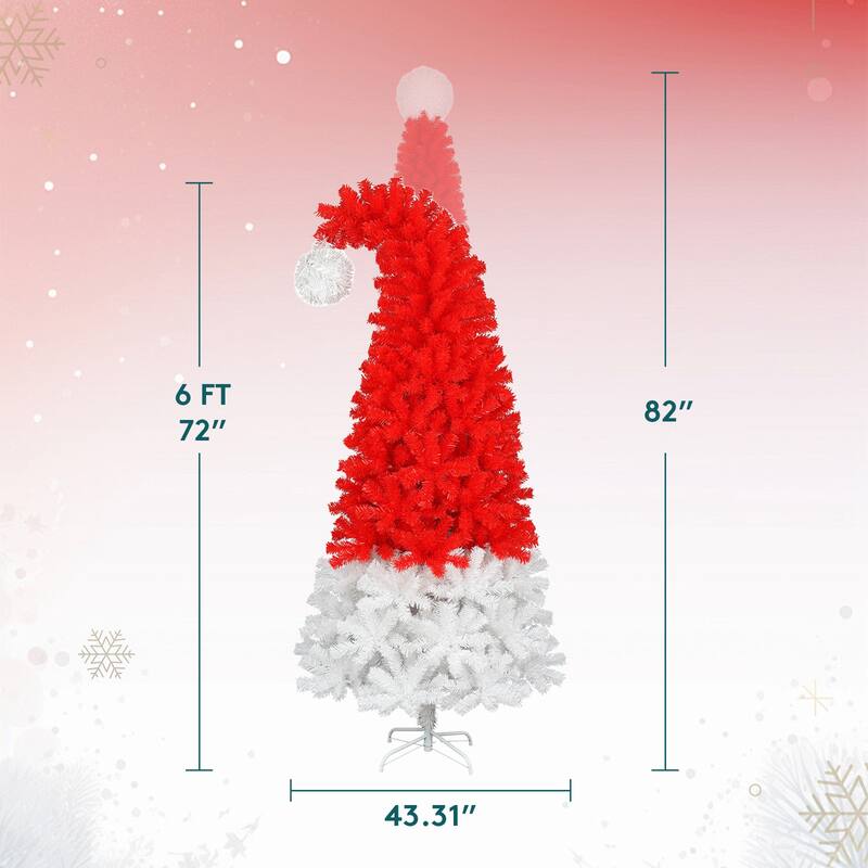 6-Foot Artificial Santa Hat Christmas Tree with Bendable Branches - Unique Holiday Decoration for Home or Office