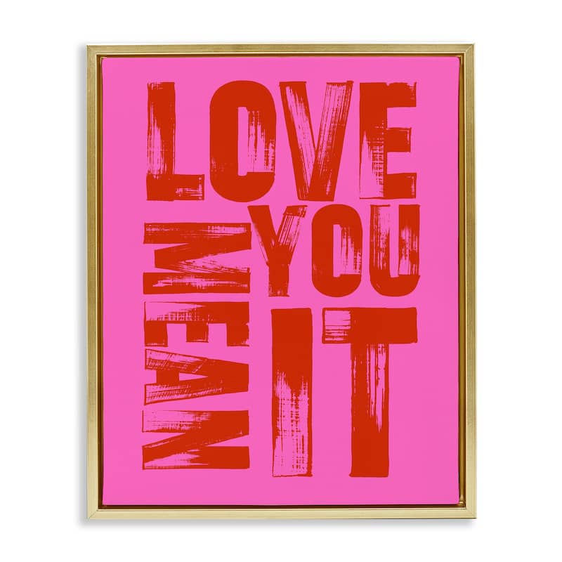 Stupell Bold Love You Mean It Framed Floater Canvas Wall Art Design By House of Lulu - 25 x 31 - Gold