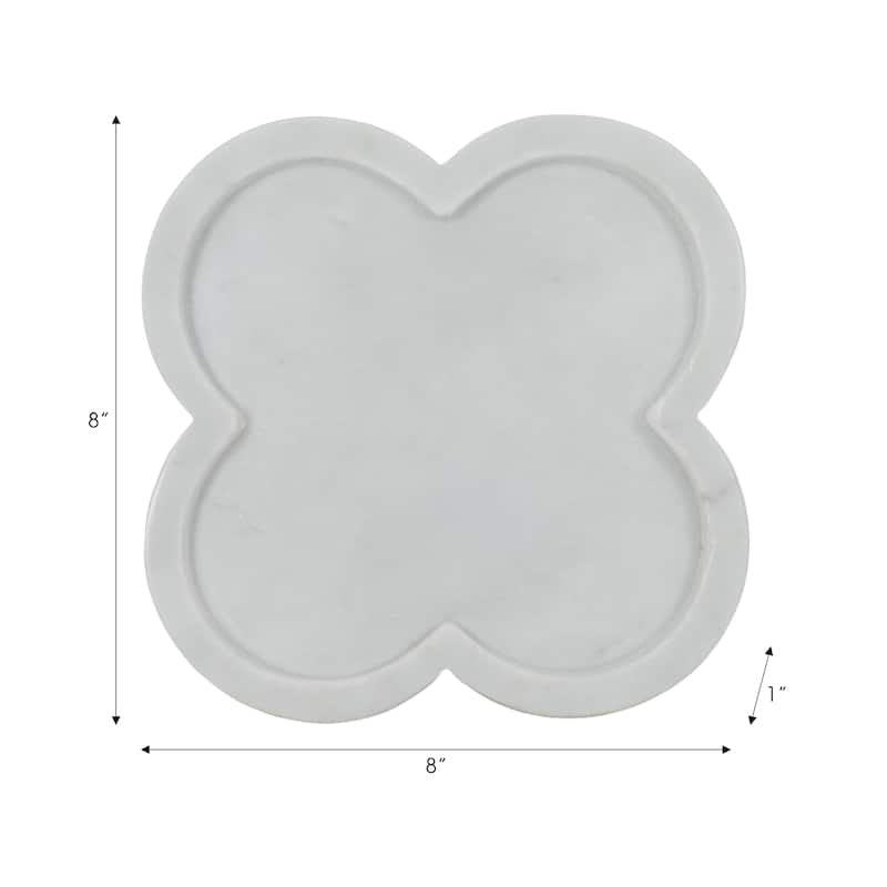Sagebrook Home 8" Dyer White Marble Trinket Tray, Flower Shape, 1"H - 8" x 8" x 1"