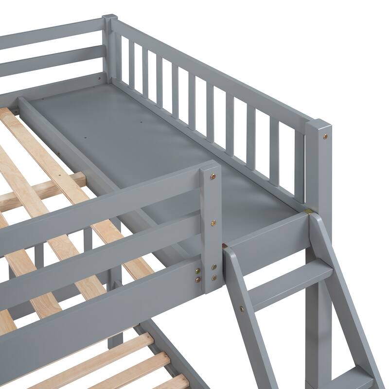 Triple Bunk Bed with Ladder and Storage Drawers, Full Over Twin & Twin Bedframe, Solid Wood Detachable Triple Bed for Kids Teens