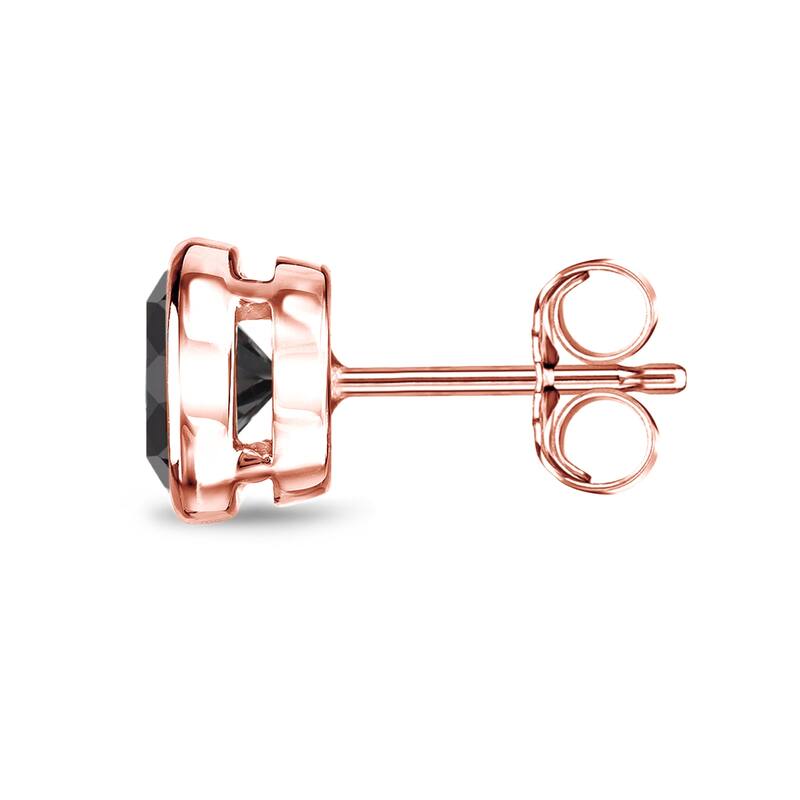 Auriya 1/2 to 4ctw Round Black Diamond Stud Earrings 14k Rose Gold Bezel-set