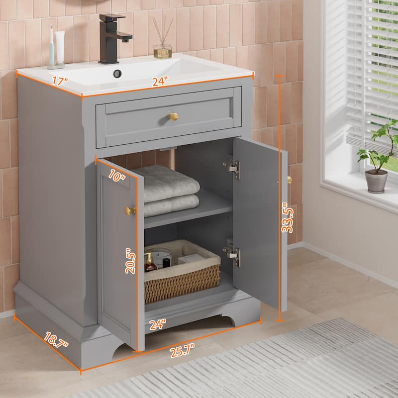 Retro Bathroom Vanity W/ Drop in Sink Combo Cabinet Set