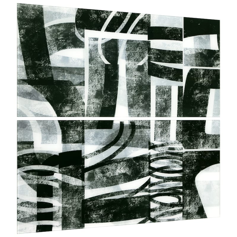 "Compartment A & B" Oversized 72"x 36" Frameless Free-Floating Reverse Printed Tempered Art Glass Panels Set