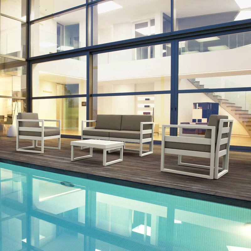 25.5" White Patio Square Coffee Table