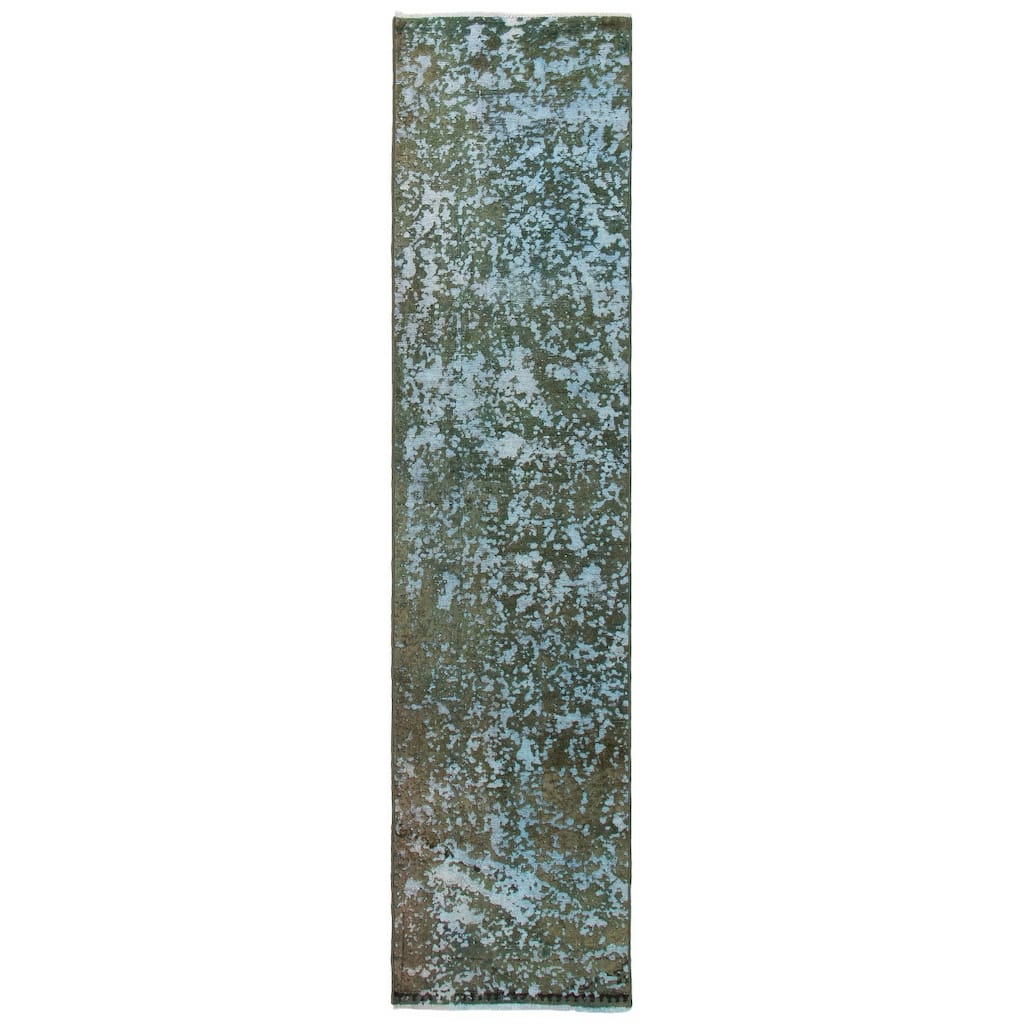 ECARPETGALLERY Hand-knotted Color Transition Green, Teal Wool Rug - 2'4 x 10'4