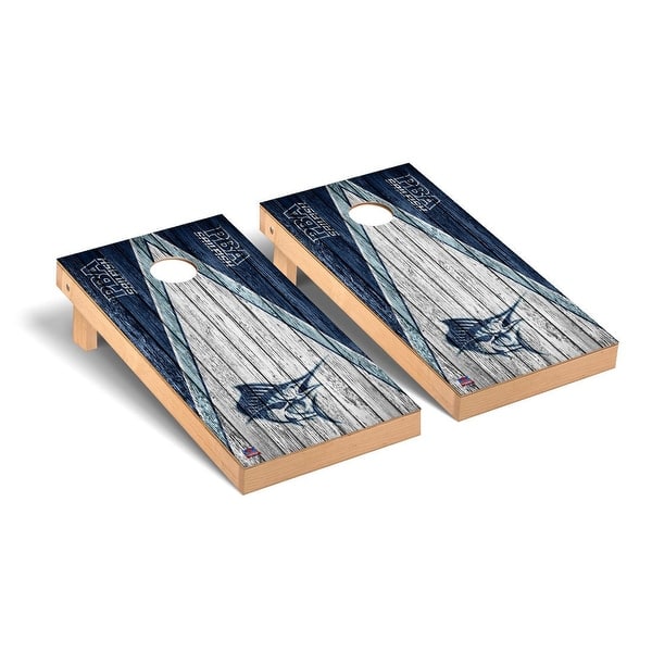 slide 2 of 5, Palm Beach Atlantic Sailfish Weathered Triangle Cornhole Board