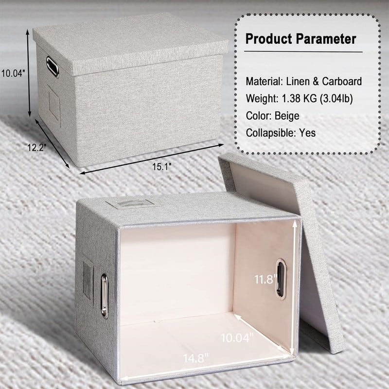 File Organizer Box Beige 4 Pack