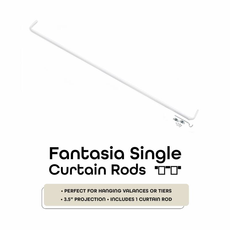 ACHIM Fantasia Single Curtain Rod 3.5" Projection - White