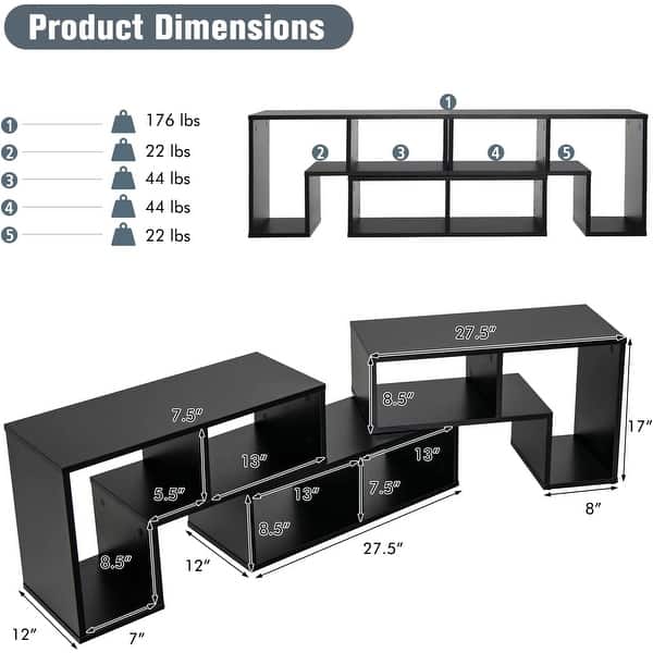 3 Pieces Cube TV Stand, Modern Entertainment Center for up to 65 Inch