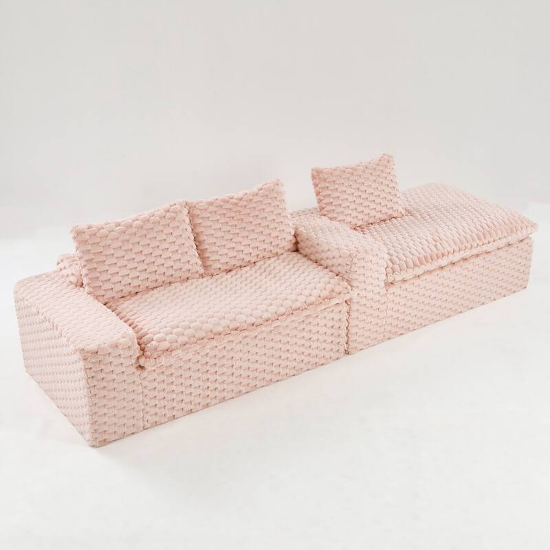 Versatile Turtle Velvet Sectional Sofa with Loveseat Couch and Chaise Lounge, Free Combination Modular Compressed Couch