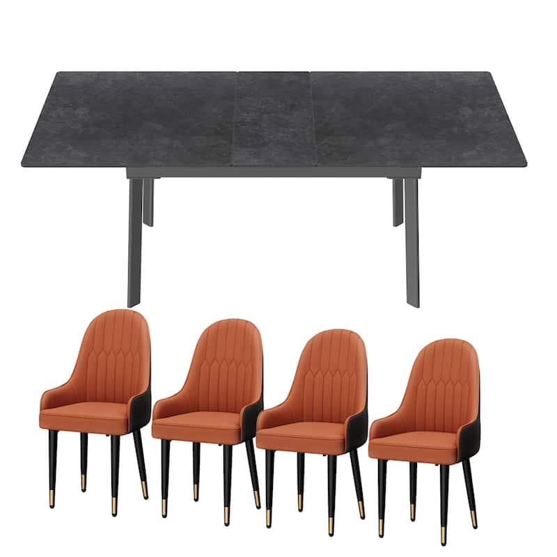Sintered Stone Top Extendable Table and Chairs Dining Set