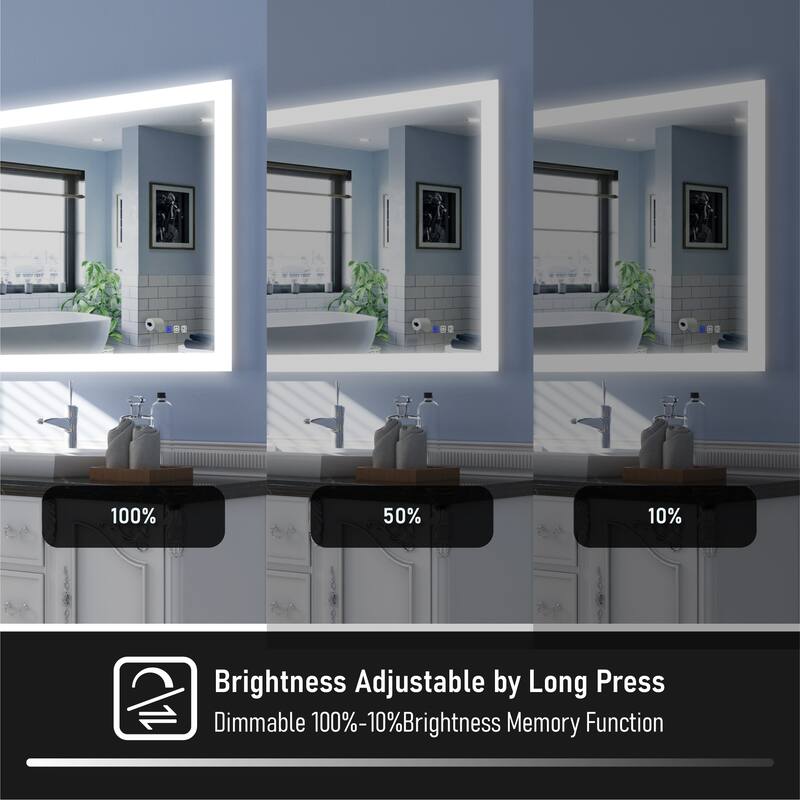 Bathroom Wall Mounted Frameless LED Mirror Super Bright Light With Anti-Fog (Horizontal/Vertical)