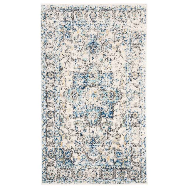 SAFAVIEH Madison Snowflake Medallion Rustic Farmhouse Distressed Rug - 2'3" x 4' - Turquoise/Ivory
