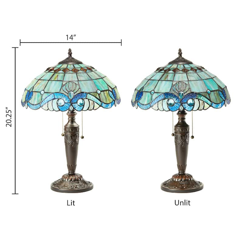 Gracewood Hollow Asdreni 20-inch Stained Glass Tiffany Lamp - 14"L x 14"W x 20.25"H