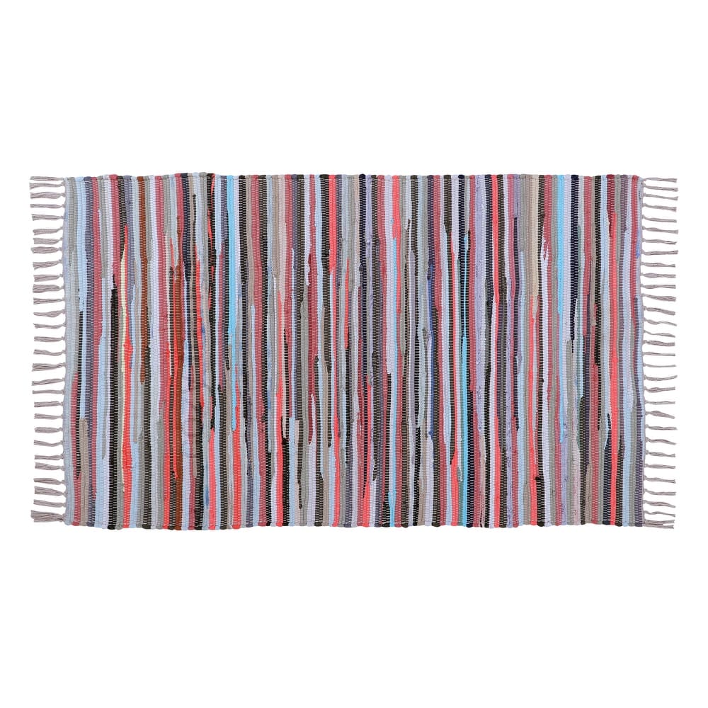 Hand-Knotted Colorful Cotton Indoor Outdoor Area Rug 3'X5' | 36''x60'' Washable Reversible with Tassels