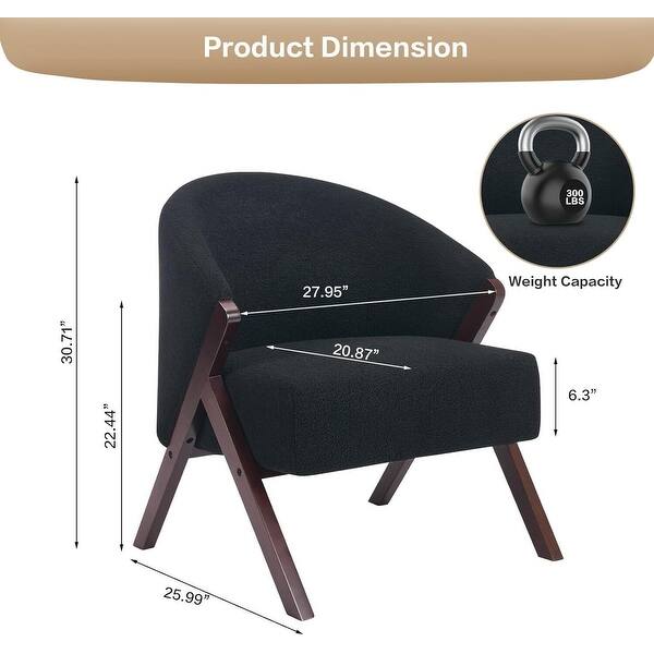 Mid Century Modern Upholstered Linen Fabric Accent Sofa Chair for ...