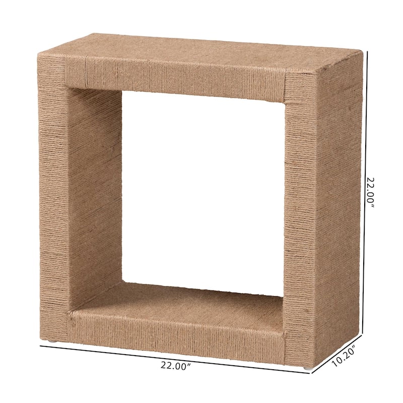 Adonica Modern Bohemian Natural Brown Jute and Wood End Table