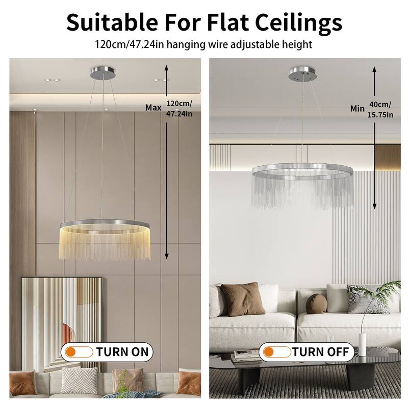 Modern Aluminum Tassel Linear Chandelier for Dining Room