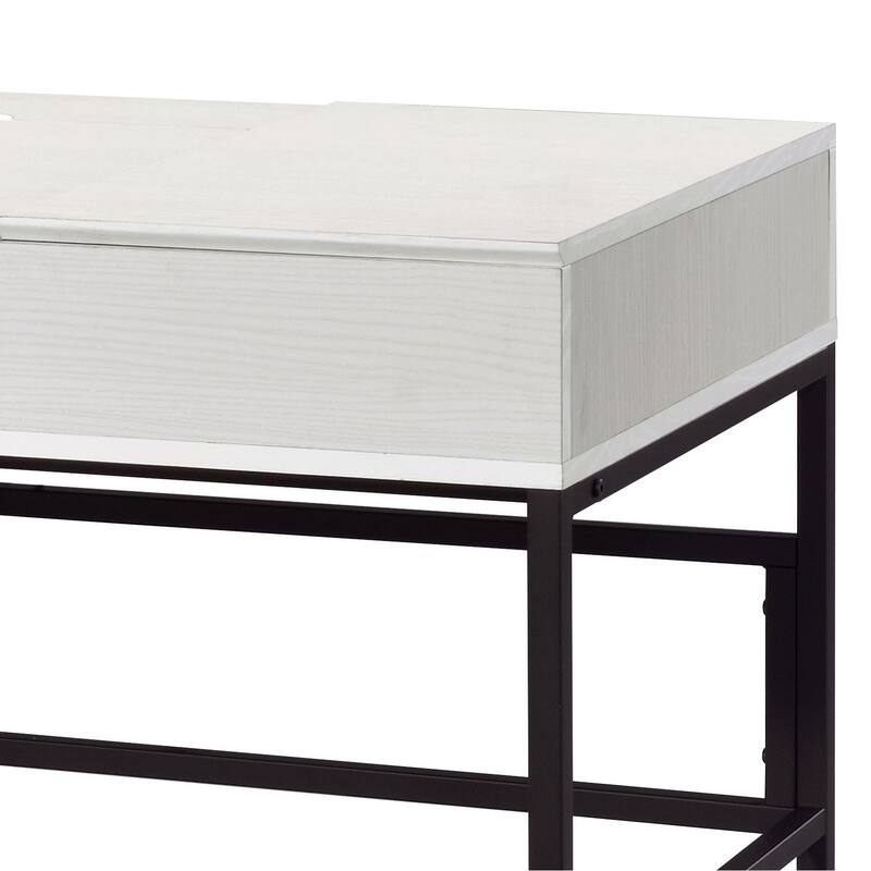 GDFStudio - Natalie Industrial Writing Desk with USB Port, Storage Drawer, and Smooth Glide Design