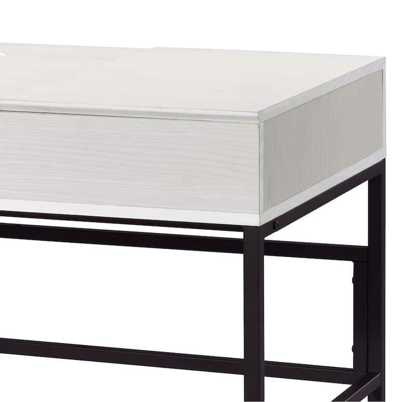 GDFStudio - Verster Writing Desk with USB Charging Port, Storage Drawer & Compartments, Metal Base