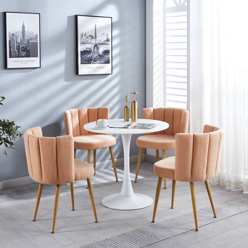 2 Piece Kitchen Dining Chairs with Cushions, Soft Backrest, Wood Grain Metal Legs for Dining Room Kitchen Living Room Bedroom