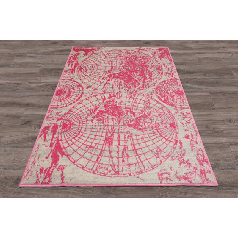 Modern Abstract Map Oriental Polypropylene Area Rug