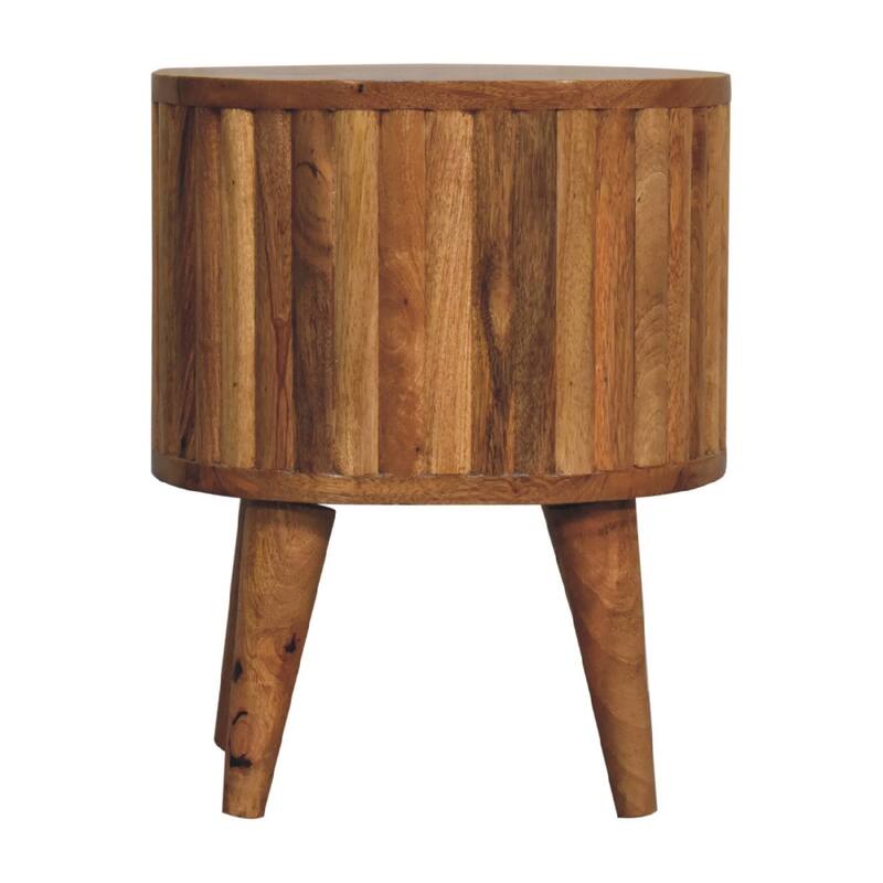 HomeRoots 18" Natural Solid Wood Oval Two Drawer Nightstand