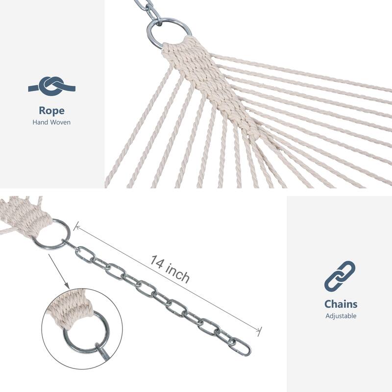 Durable 2 Person Rope Hammock with Polyester Quilted Pad and Pillow - 76*52