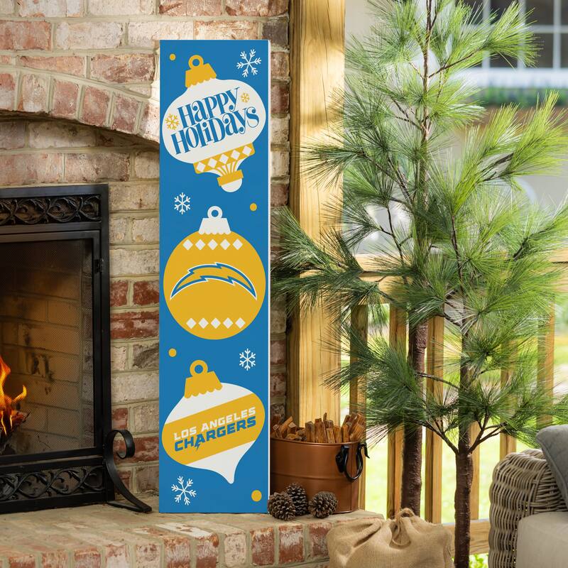 47" Double Sided Seasonal Porch Leaner, Los Angeles Chargers - 47" x 11.25" - Christmas