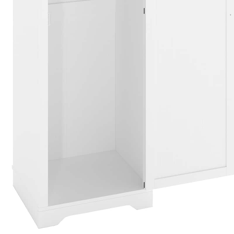 Moasis 63" Tall Barn Door Wooden Cleaning Tool Cabinet with Storage Rack and Sleek Hanging Rods