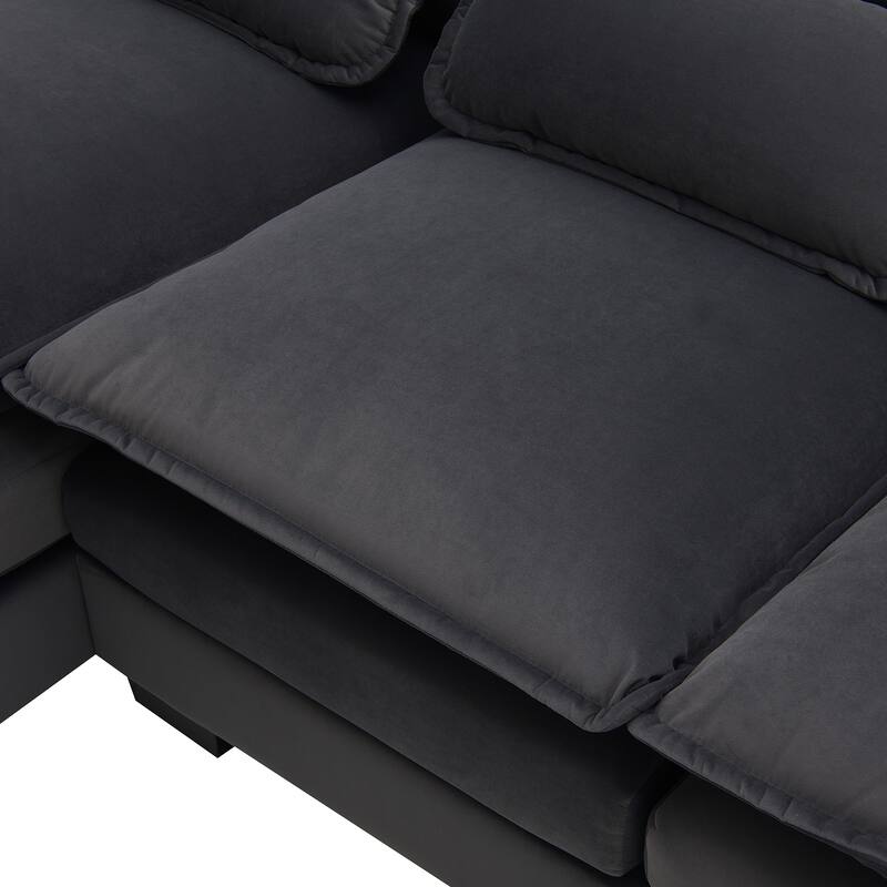 Modular U-Shaped 6-Seat Sofa with Chaise, Double Cushion Upholstered Sleeper for Living Room