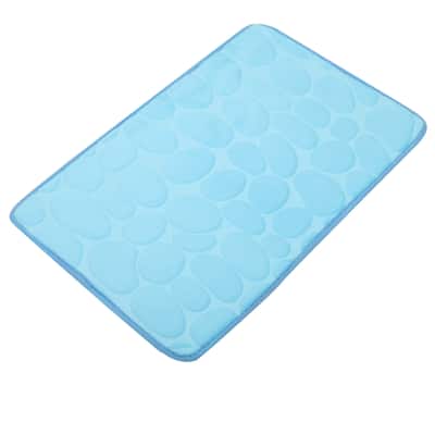 Cobblestone Pattern Bathroom Rugs, Polyester Bath Mat, Machine Washable Blue 60x40cm